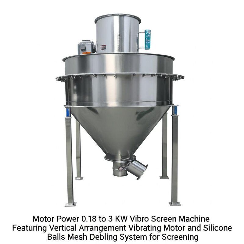 طاقة المحرك 0.18 إلى 3 كيلوواط Vibro Screen Machine مع ترتيب عمودي محرك اهتزاز ونظام إزالة الشبكة من الكرات السيليكونية للفحص